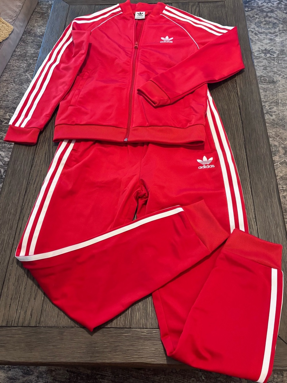 adidas Red Boys 3-Stripe Sweatpants & Jacket Set-Large NWOT